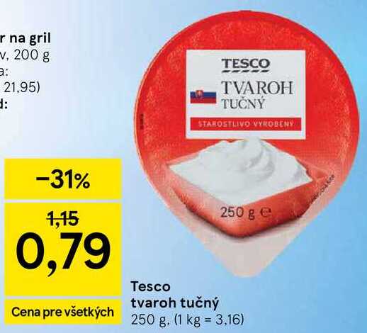 Tesco tvaroh tučný, 250 g