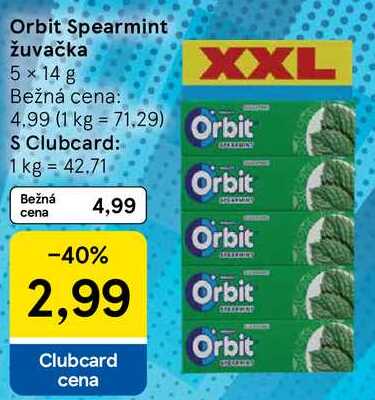 Orbit Spearmint žuvačka, 5x 14 g 