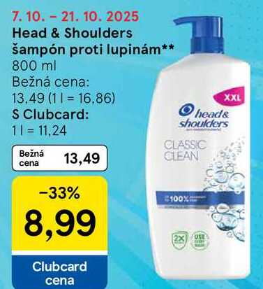 Head & Shoulders šampón proti lupinám, 800 ml
