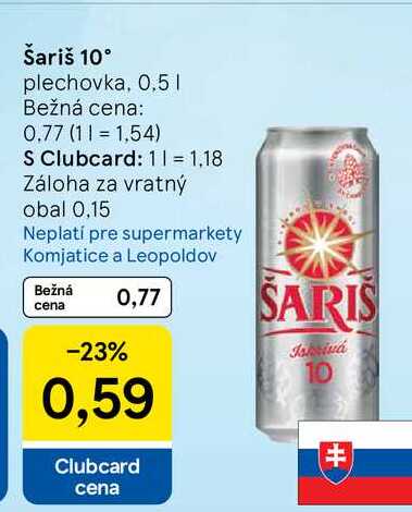 Šariš 10°, 0,5 l