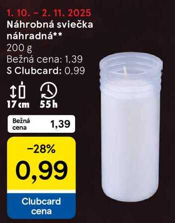 Náhrobná sviečka náhradná, 200 g 