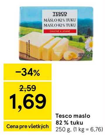 Tesco maslo 82% tuku, 250 g