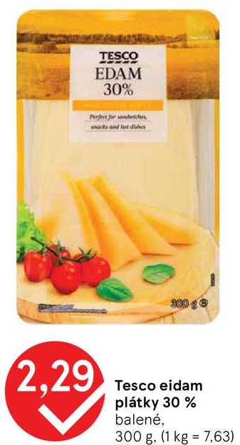 Tesco eidam plátky 30 %, 300 g