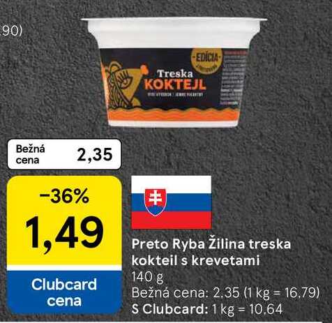 Preto Ryba Žilina treska kokteil s krevetami, 140 g 
