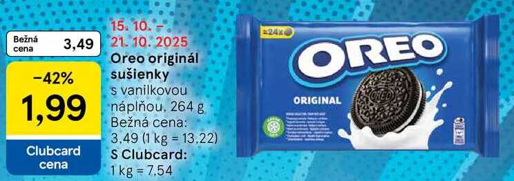 Oreo originál sušienky, 264 g