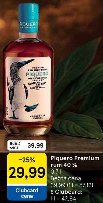 Piquero Premium rum 40 %, 0,7 l v akcii
