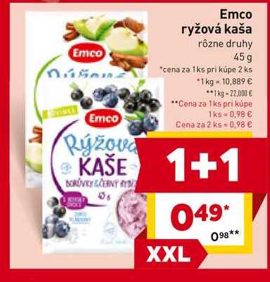 Emco ryžová kaša rôzne druhy 45