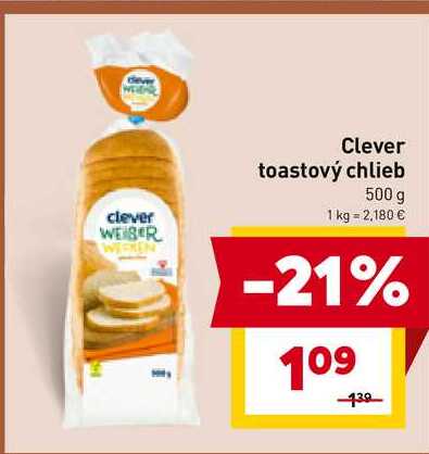 Clever toastový chlieb 500 g