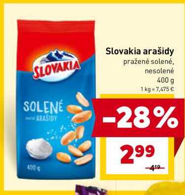 Slovakia arašidy pražené solené, nesolené 400 g 