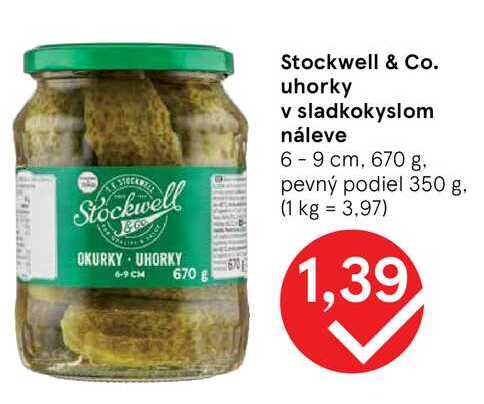 Stockwell & Co. uhorky v sladkokyslom náleve 6-9 cm, 670 g