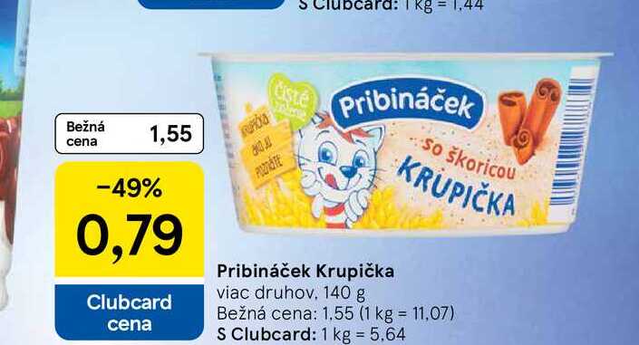 Pribináček Krupička viac druhov 140 g