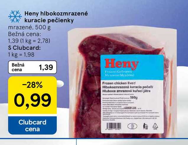 Heny hlbokozmrazené kuracie pečienky mrazené, 500 g