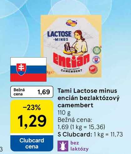 Tami Lactose minus encián bezlaktózový camembert 110 g 