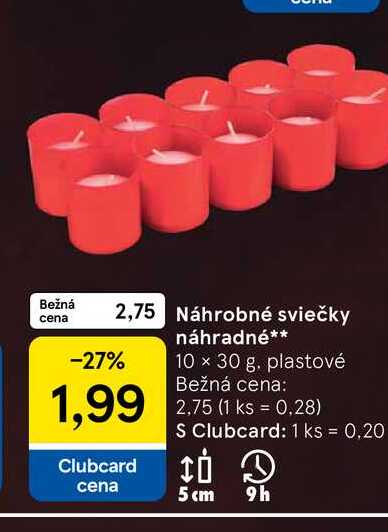Náhrobné sviečky náhradné 10 x 30 g