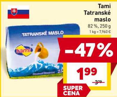 Tami Tatranské maslo 82%, 250 g 