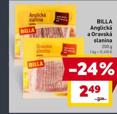 BILLA Anglická a Oravská slanina 200 g 
