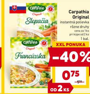 Carpathia Original instantná polievka rôzne druhy cena za 1ks 