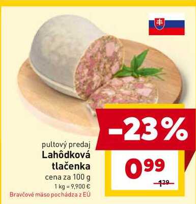 Lahôdková tlačenka cena za 100 g 