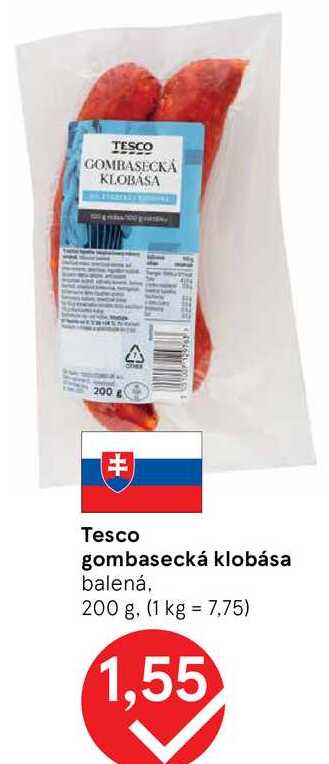 Tesco gombasecká klobása, 200 g