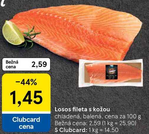 Losos fileta s kožou, cena za 100 g 