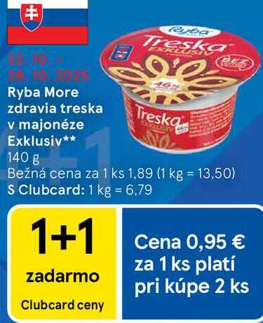 Ryba More zdravia treska v majonéze Exklusiv, 140 g 