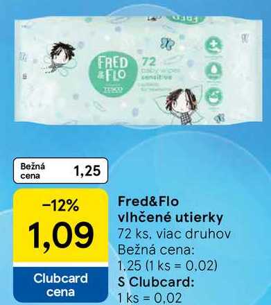 Fred&Flo vlhčené utierky, 72 ks