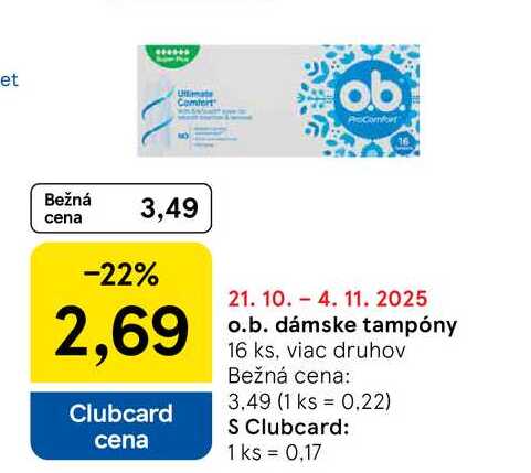 o.b. dámske tampóny 16 ks