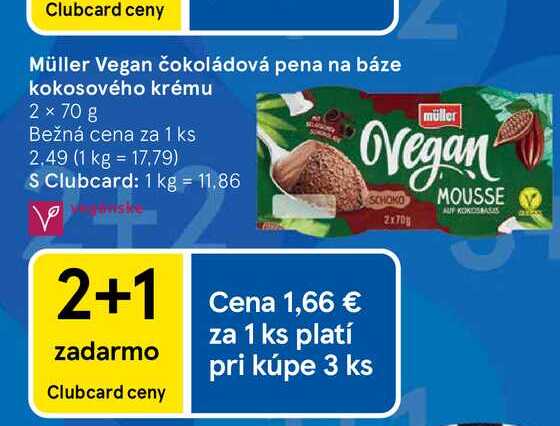 Müller Vegan čokoládová pena na báze kokosového krému 2 × 70 g