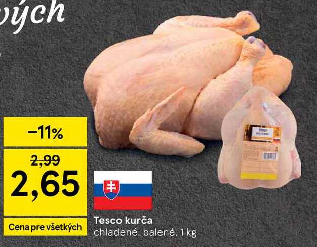Tesco kurča chladené, balené 1 kg