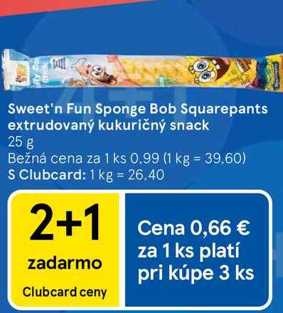 Sweet'n Fun Sponge Bob Squarepants extrudovaný kukuričný snack 25 g