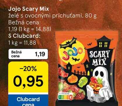 Jojo Scary Mix želé s ovocnými príchuťami, 80 g