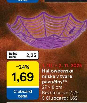Halloweenska miska v tvare pavučiny 27 x 8 cm