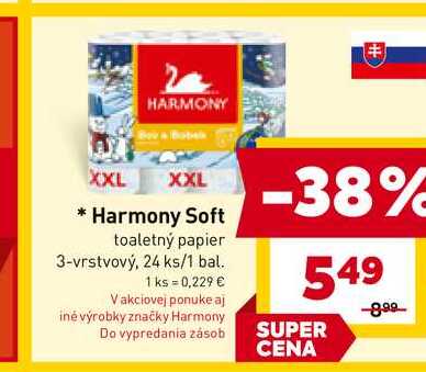 Harmony Soft toaletný papier 3-vrstvový, 24 ks