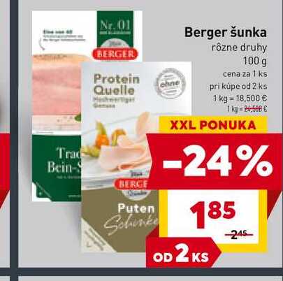 Berger šunka rôzne druhy 100 g