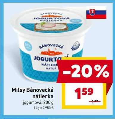 Milsy Bánovecká nátierka jogurtová, 200 g  v akcii