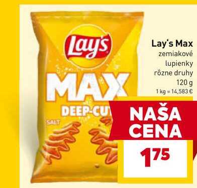 Lay's Max zemiakové lupienky rôzne druhy 120 g