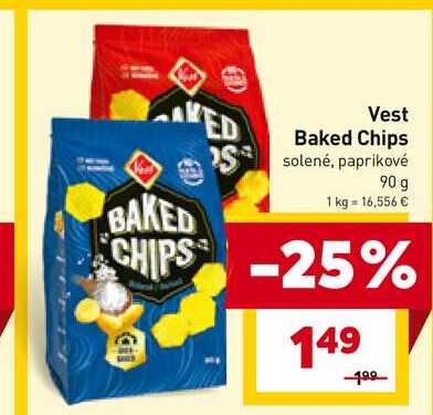 Vest Baked Chips solené, paprikové 90 g