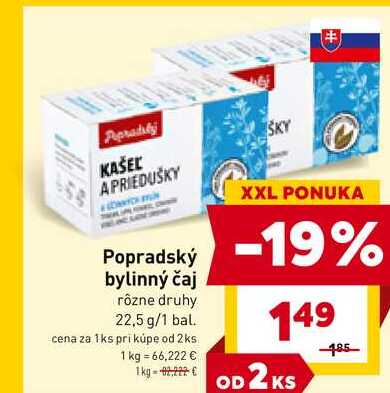 Popradský bylinný čaj rôzne druhy 22,5 g/1 bal.