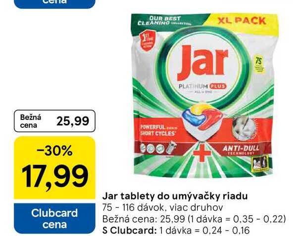 Jar tablety do umývačky riadu 75-116 dávok