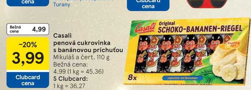 Casali penová cukrovinka s banánovou príchuťou Mikuláš a čert 110 g