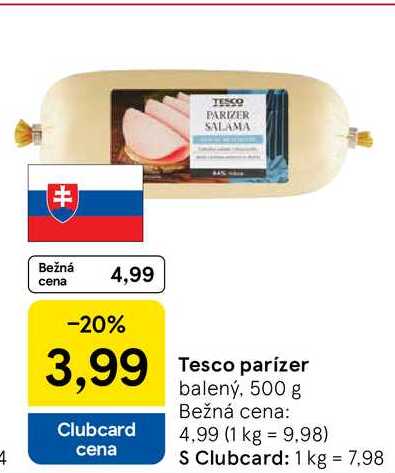 Tesco parizer balený, 500 g