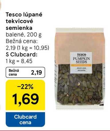 Tesco lúpané tekvicové semienka balené, 200 g
