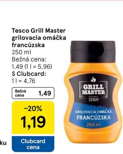 Tesco Grill Master grilovacia omáčka francúzska 250 ml