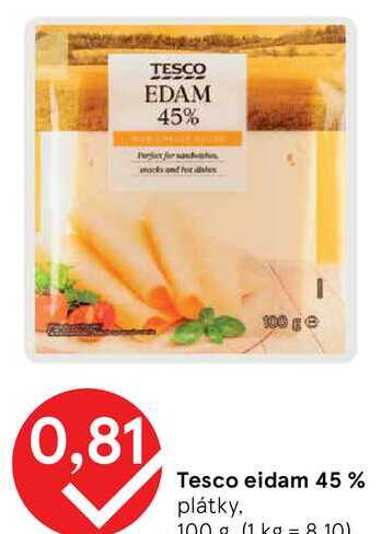 Tesco eidam 45 % plátky 100 g 