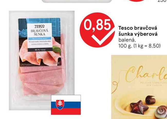 Tesco bravčová šunka výberová balená 100 g