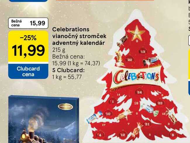 Celebrations vianočný stromček adventný kalendár 215 g