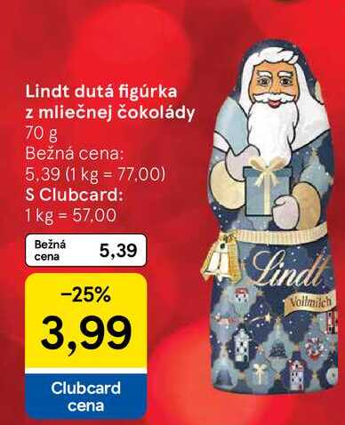 Lindt dutá figúrka z mliečnej čokolády 70 g 