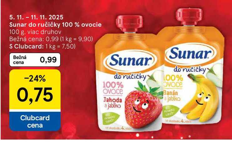 Sunar do ručičky 100 % ovocie 100 g