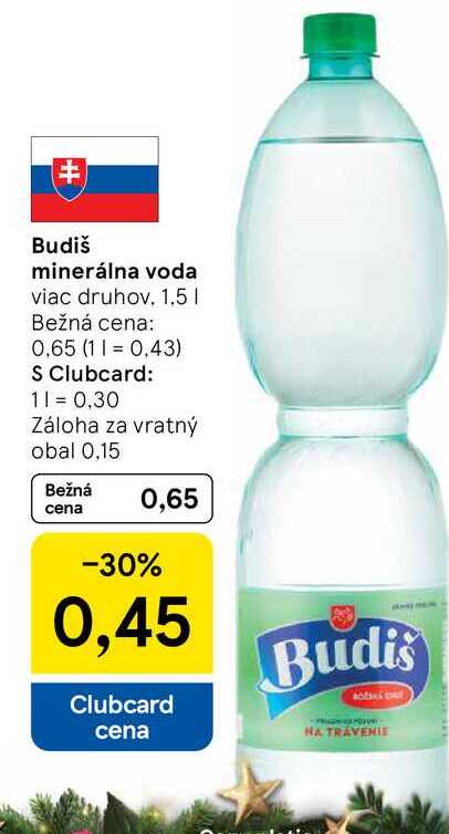Budiš minerálna voda viac druhov. 1,5l