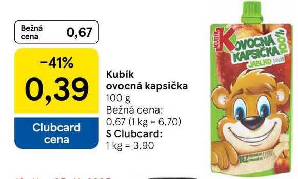 Kubík ovocná kapsička 100 g